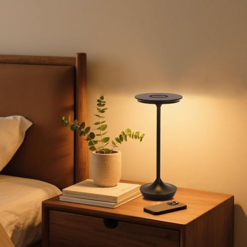 2 Pack LED Rechargeable Cordless Table Lamps,Portable Outdoor 6000 mAh Battery Operated Table Light Touch Control 3 Color Dimmable Waterproof for Patio/Cofee/Restaurant/Camping/Dining/ Bedroom-Black - Image 5