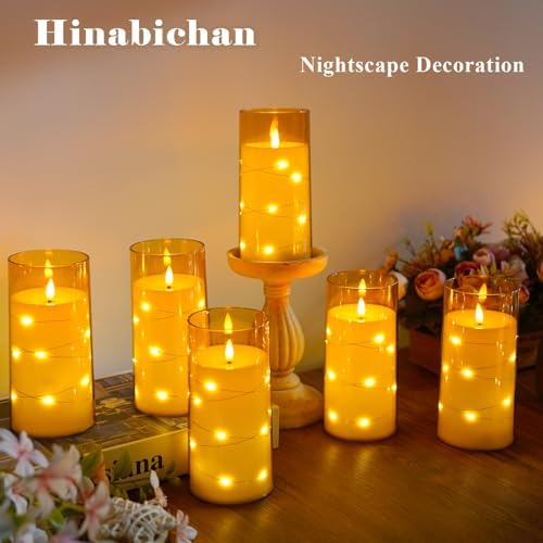 Amber Flickering Flameless Candles with Remote Timer, 6 pcs LED Battery Operated Candles with String Lights, Same Size D3 H6 - Image 4