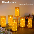 Amber Flickering Flameless Candles with Remote Timer, 6 pcs LED Battery Operated Candles with String Lights, Same Size D3 H6 - Image 4
