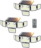 6000LM Solar Lights Outdoor Waterproof, 6 Heads Solar Flood Lights Outdoor with 2 Motion Sensor, 310 LED Motion Light with Remote Control for Yard Outside House Patio 3 Pack by SZPOWER
