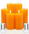 VIHOSE 6 Pack Fall Orange Flameless Candles D 3" H 6" 7" 8" by VIHOSE