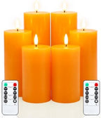 VIHOSE 6 Pack Fall Orange Flameless Candles D 3" H 6" 7" 8" by VIHOSE