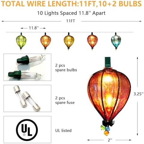 11FT Multicolor String Lights with 10 Bulbs, Waterproof (7PCS) - Image 2