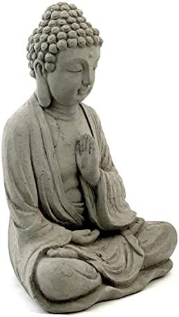 Blessing Buddha Statue: Durable Solid Stone with Distressed Texture. Unique Home Décor, Garden Accent. Sealed for Outdoors. Handcrafted USA. (Antique/Gray) - Image 4