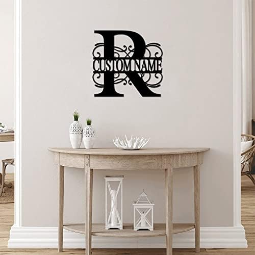 R Custom Name Initial Letter Monogram Metal Sign Decorative Iron Metal Wall Sculpture Cut Out Sign Decorative Metal Welcome Sign Welcome Sign for Living Room Dock Porch Home Decor 18 Inch - Image 4