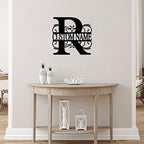 R Custom Name Initial Letter Monogram Metal Sign Decorative Iron Metal Wall Sculpture Cut Out Sign Decorative Metal Welcome Sign Welcome Sign for Living Room Dock Porch Home Decor 18 Inch - Image 4