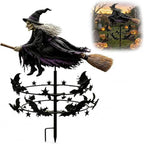 The Enchanted Witch Garden Wind Spinner, Metal Halloween Yard Art, Outdoor Garden Stake Decoration, Halloween Decorations Outdoor with Flying Witch Kinetic Bat Ring, for Garden Patio Pathway (1PCS) by Unknown