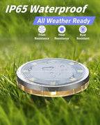 Solar Ground Lights Outdoor 12 Pack Waterproof, Upgraded Solar Garden Lights with 4 Side Light, Stainless Steel Solar Powered Disc Landscape Light for Walkway Pathway Lawn Yard Patio Deck-Warm White - Image 3