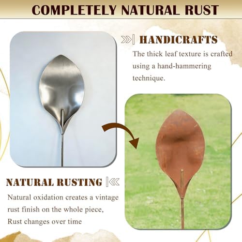 48" H Rusty Metal Garden Stake, Naturally Rusting Metal Plant Garden Art - Image 3