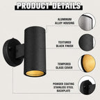 Ken & Ricky Dusk to Dawn Outdoor Wall Sconce Lights,Cylinder,Black,2 PK - Image 5