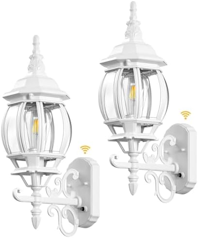 VIANIS 2 Pack Outdoor Sconce Lighting, White Exterior Wall Lights for House by VIANISLIGHTING