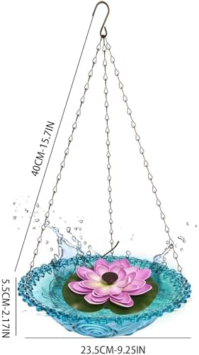 Hanging Bird Bath - Bird Bath Bowl with Solar Fountain Pump - Deck Mount Metal Bird Bath Bowl Powered by Water Fountain Pump for Outdoor Garden - Solar Powered Bird Bath Fountain (Pink) - Image 2