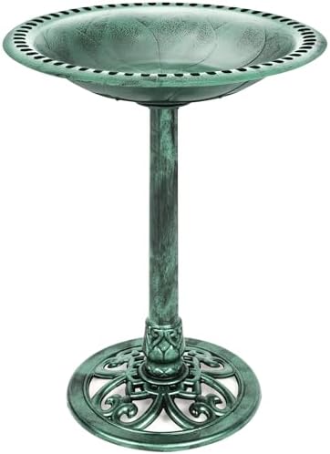 Best Choice Products Bird Bath, 28in Outdoor Resin Pedestal - Mint Green by BestChoiceProducts