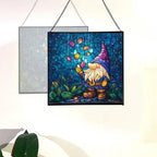 Rain Petal Gnome Stained Glass Suncatcher – Square Hanging Window Panel for Home or Greenhouse – Whimsical Glass Art Gift for Garden Lovers, Christmas, Halloween, Father Days El46GY - Image 4