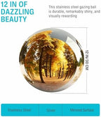 12 Inch Stainless Steel Gazing Ball, Silver Mirror Sphere for Garden Décor - Image 2