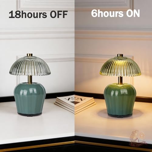 MJ PREMIER Rechargeable Table Lamp, Small Cordless Lamp with Timer, Green - Image 5