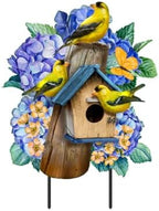 Briarwood Lane Spring Metal Art 29x15 Goldfinches and Hydrangea for Spring Metal Art by BriarwoodLane