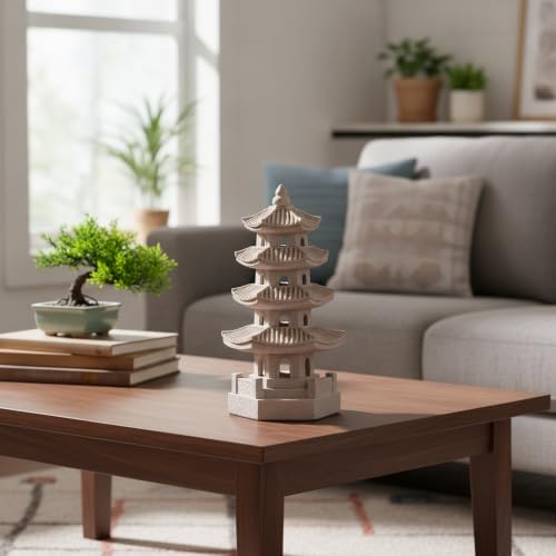 Japanese Pagoda Figurine Statue, 5-Tier Sandstone Sculpture - Image 6