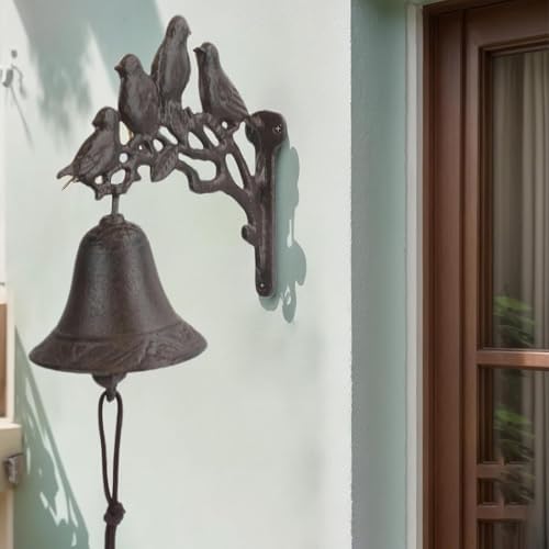 Cast Iron Bird Door Bell, Vintage Wall Mounted Dinner Bell with 4 Birds on Branches Rustic Antique Animal Style Doorbell for Outdoor Garden Porch Farmhouse Home Decoration - Image 3