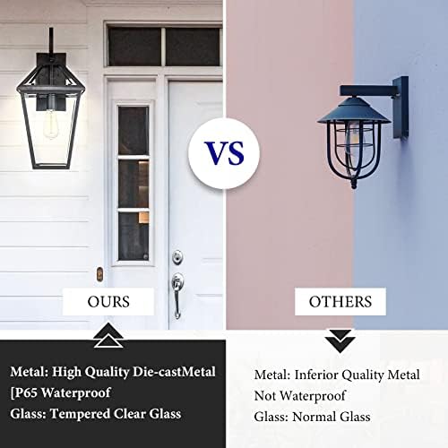 Large Outdoor Light Fixtures Wall Mount 21'' Waterproof Exterior Wall Lanterns with Glass, Outdoor Wall Light, Outside Wall Sconces, Front Porch Lights for House Garage Doorway Patio 1 Pack - Image 6