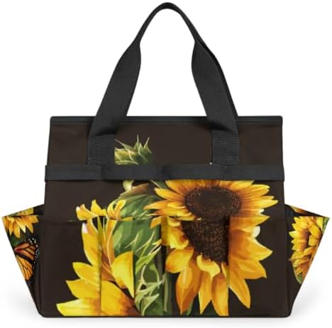 Butterfly Sunflower Funny Garden Tool Bag Waterproof Gardening Tool Storage Bag with Handle & 10 Pockets Gardening Tote Bag for Women Garden Tool Organizer - Image 7