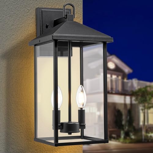 Darkaway Outdoor Wall Lights for House, 17 Inch Tall Exterior Lighting Fixtures Wall Mount Outdoor Porch Lights Outside Sconce Lights with Clear Glass for Patio Hallway Garage E12 Socket by Darkaway