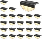 VOLISUN 24 Pack Solar Deck Lights Outdoor, Warm White LED Solar Step Lights for Outside, Waterproof Fence Light for Patio, Deck, Stairs, Yard, Pool and Porch (Black) by VOLISUN