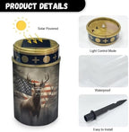 Poceacles Outdoor Lights Solar Powered Flameless Candle Cemetery Votive Candles Waterproof Outdoor Memorial Candle Solar Stake Lights 4th of July Patriotic Decor, Deer American Flag Retro, Pack of 6 - Image 7