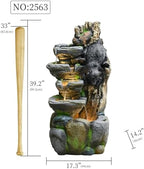 39" Outdoor Garden Water Fountain with Lights, 5 Tiers Water Feature - Image 3