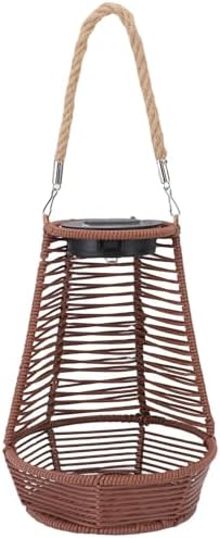 AUNMAS Garden Solar Light, Rattan Hanging Planter with Solar Powered LED Light for Outdoor Decoration, Water Proof Lantern for Terrace Balcony (Dark Brown) - Image 3