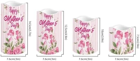 DHappy Mothers Day Flameless Candle with Remote Control Electric LED Pillar Candle Timer Color Changing Long Lasting Pack of 4 Battery Candles Mothers Day Deor - Image 2