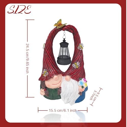 Couple Gnome Decor with Solar Light Lantern Lamp Garden Statue Outdoor Figurine for Yard Patio Unique Perfect Gnomes Gifts for Women Mom Grandma Valentines Decorations - Image 7