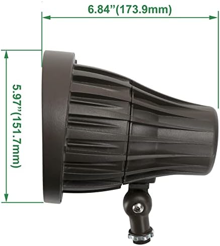 GKOLED 20W Bullet Outdoor Spotlight, 44° Beam Angle Light, 2400 Lumens Aluminum Waterproof Flag Pole Lights, 4000K Cool White, 120-277V AC, UL Listed and DLC Qualified - Image 3