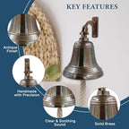 Solid Brass Wall Mounted Ship Hanging Antique Brass Bell for Reception, School, Outdoor, Indoor, Dinner & Chruch - 6 Inch by The Metal Magician - Image 6