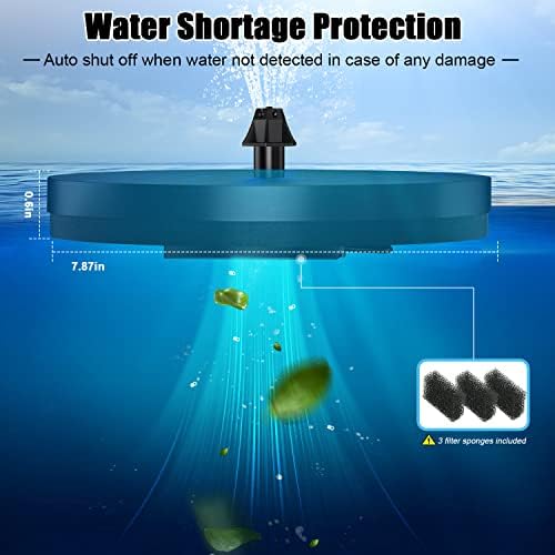 Solar Bird Bath Fountains Upgraded, 4W Solar Powered Water Fountain Pump with 4000 Battery, 7 Nozzles & 4 Fixers, Colorful LED Lights for Garden, Pond, Swimming Pool, Fish Tank, and Outdoor - Image 5