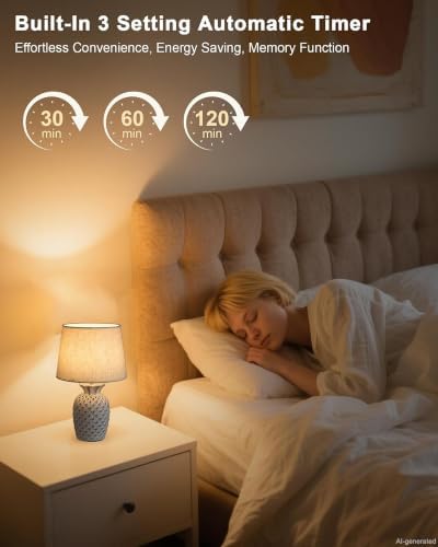 UMEXUS 13" Small Rechargeable Cordless Table Lamp, Pineapple Ceramic Base - Image 4