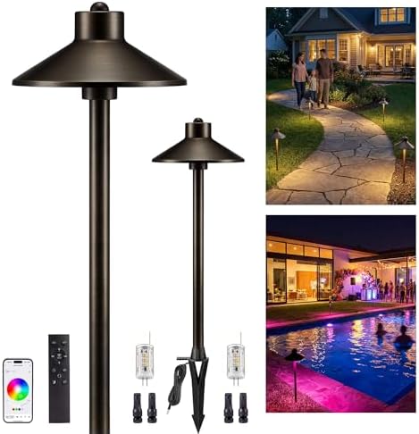 Gardenreet Smart Brass RGBCW Path Lights, 12V Low Voltage, Bronze, 2 Pack by Gardenreet