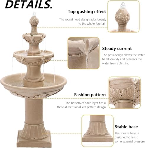 48"H Outdoor Italian Solar Water Fountain, Garden Resin Fountain - Image 4