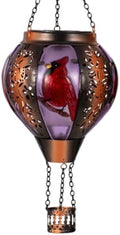 STARSOUL Cardinal Solar Hot Air Balloon Lantern with Flickering Flame, Cardinals Hanging Solar Lantern Outdoor Waterproof, Red Bird Hot Air Balloon Solar Light Decorations for Garden Yard Lawn by Starsoul