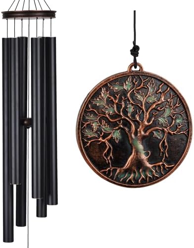 Vanquer Large Wind Chimes for Outside Deep Tone - 46'' Wind Chimes Outdoor Clearance, Memorial Windchimes, Sympathy Gift, Outdoor Décor, Patio, Home Décor, Vintage Black (46" Tree of Life) by Vanquer
