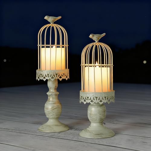 2PCS Iron Birdcage Candle Holder Decorative for Weddings Home Vintage Detachable Centerpieces Tables Hanging Outdoor Indoor Courtyard by Unknown