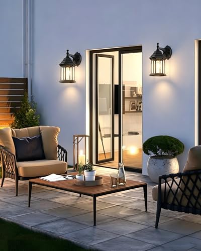 LIT-PaTH Outdoor Wall Light Fixture, Antirust Aluminum Glass, Black 2 Pack - Image 6