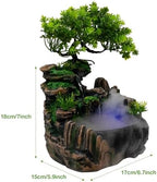 Tabletop Fountain Ornament, 220V Desktop Waterfall Fountain with LED Atomizer and Pond, Featuring Realistic Waterfall Artificial Trees, Rockery Water Fountains for Indoor Home Office Desk Decor (G) - Image 3