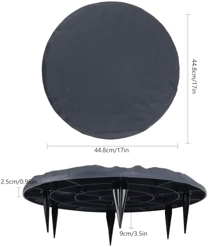 4Pcs Large Stepping Stones Outdoor Garden Walkway, Durable Plastic Pavers for Patio, Pathway, and Landscaping, Weatherproof Stepping Stones with Ground Stakes for Easy Installation (Round Grey) - Image 3