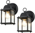 LIT-PaTH Outdoor Wall Light Fixture, Aluminum Glass, Black, 2 Pack by LIT-PaTH