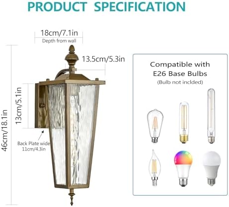 Outdoor Wall Light Fixtures,Vintage Exterior Waterproof Lantern - Image 2