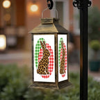 Solar Lantern Outdoor Waterproof Leopard Women Rabbit Bunny Happy Easter Day Eggs Graphic Garden Decor LED Hanging Solar Lights Tabletop Lamp Gifts for Women Mom Outside Yard Patio Porch by DERUINVAIO