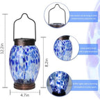 Solar Lanterns Outdoor Waterproof Blue Glass Hanging Solar Light - Image 3