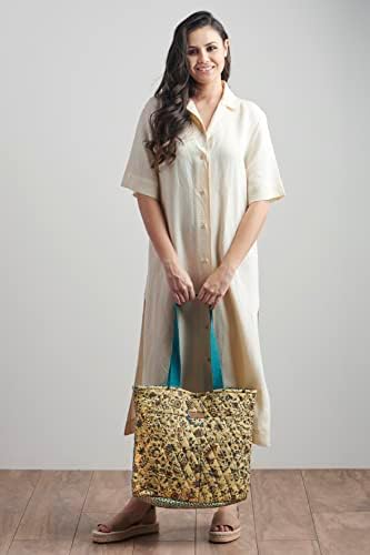 Maison d' Hermine Shopping Bags Cotton Quilted Tote Bag with Zipper Pockets - Image 3
