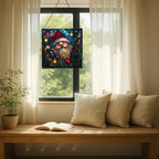Holiday Lights Gnome Stained Glass Suncatcher – Square Hanging Window Panel for Home or Greenhouse – Whimsical Glass Art Gift for Garden Lovers, Christmas, Halloween, Father Days Sbhi0e - Image 7